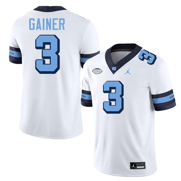 Amari Gainer UNC Jerseys,North Carolina Tar Heels #3 Amari Gainer Football Jerseys-Throwback White